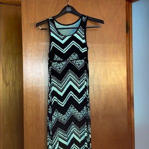 teal and black dress